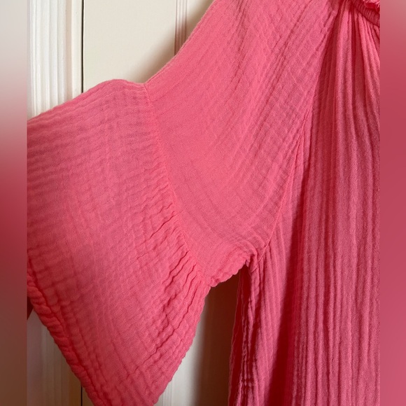 Michael Stars Coral Soft Gauze Blouse with Ruffle Sleeves - Picture 8 of 14